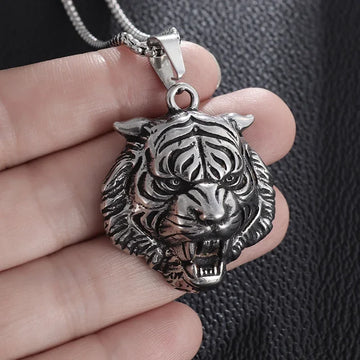Stunning Stainless Steel Tiger Head Necklace