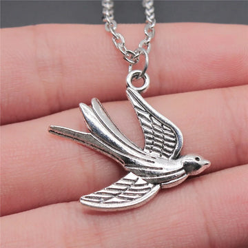 Antique Silver Swallow Bird Necklace