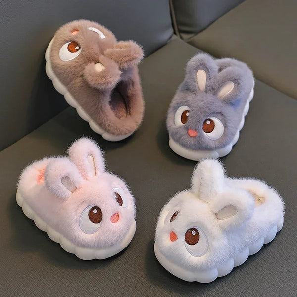 Cute Big Eyed Rabbit Warm Fluffy Slippers for Kids