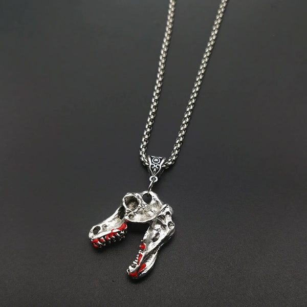 Goth T-Rex Dinosaur Skull Necklace