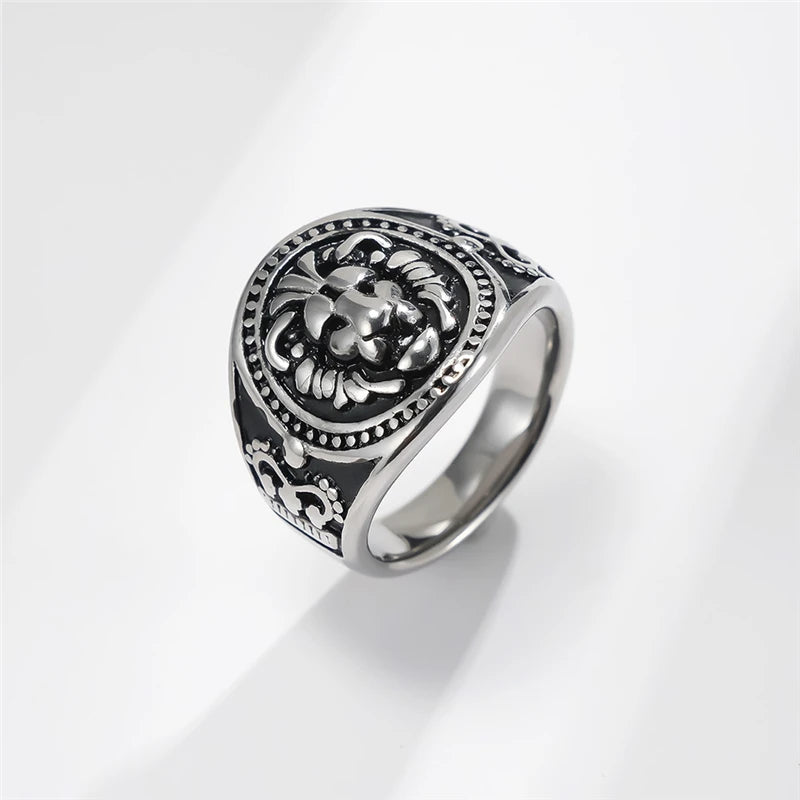 Retro Lion Head Stainless Steel Ring