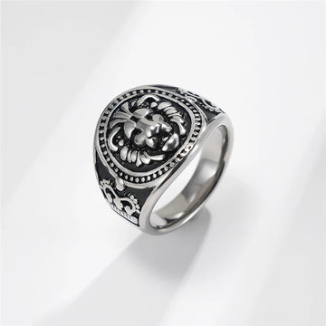 Retro Lion Head Stainless Steel Ring