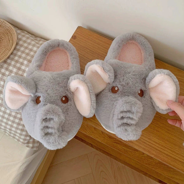Adorable Plush Elephant Slippers