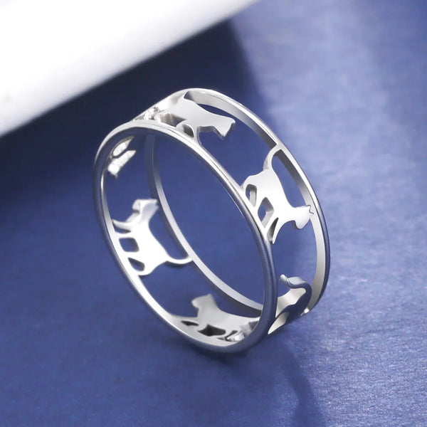 Hollow Walking Cats Ring