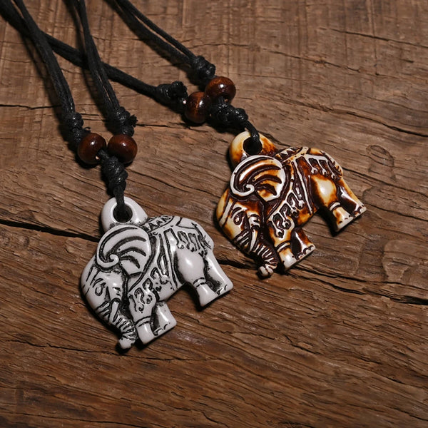 Wooden Elephant Vintage Necklace
