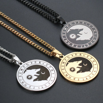 Yin Yang - Sun and Moon Stainless Steel Wolf Necklace