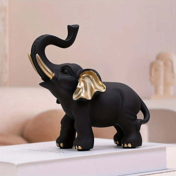 Stunning Black and Golden Elephant Sculpture