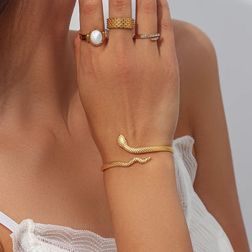 Stunning Simple Stainless Steel Gold Plated Snake Bracelet