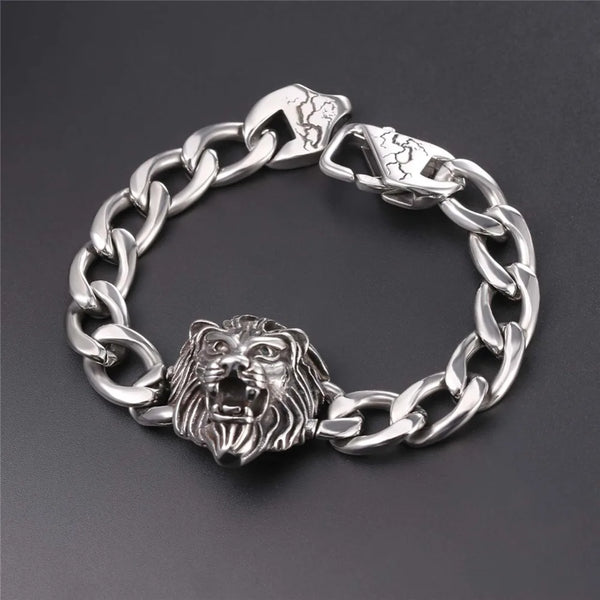 Stainless Steel Chunky Lion Bracelet