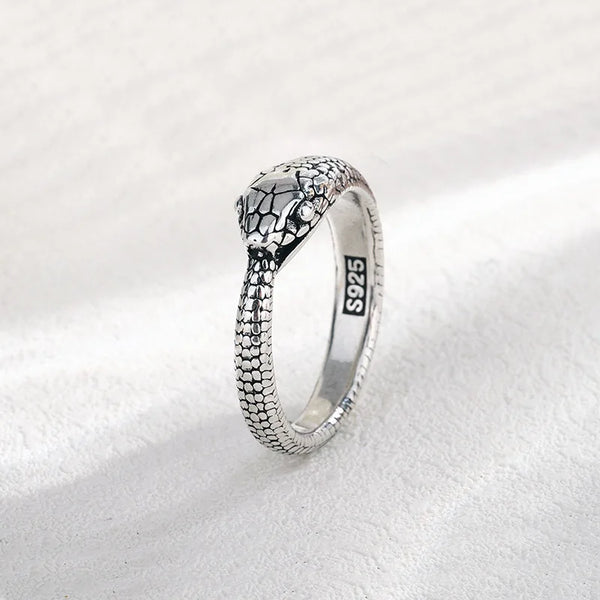 Vintage Pure S925 Silver Snake Full Ring