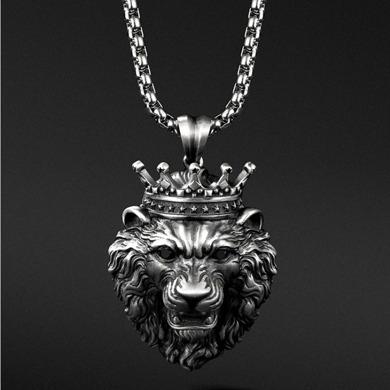 Crown Lion Pendant Necklace