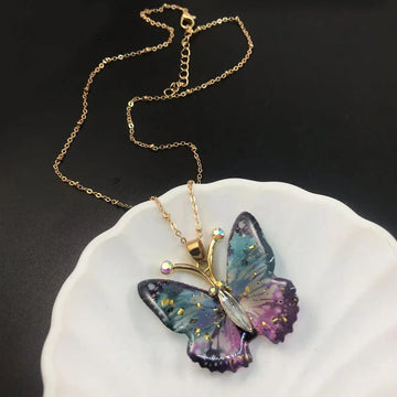 Sensational Resin Butterfly Pendant Necklace