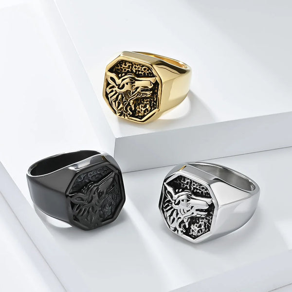 Retro Wolf Head Rings