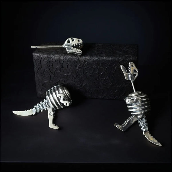 Gothic Vintage Mechanical Dinosaur Stud Earrings