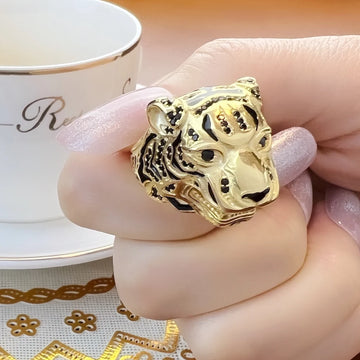 Luxury Pure S925 Silver Tiger Ring