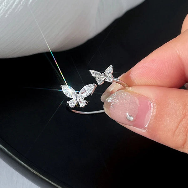 Shiny Cute Crystal Butterfly Ring