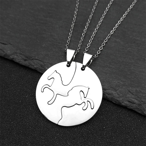 Horse Stainless Steel Double Coin Necklaces