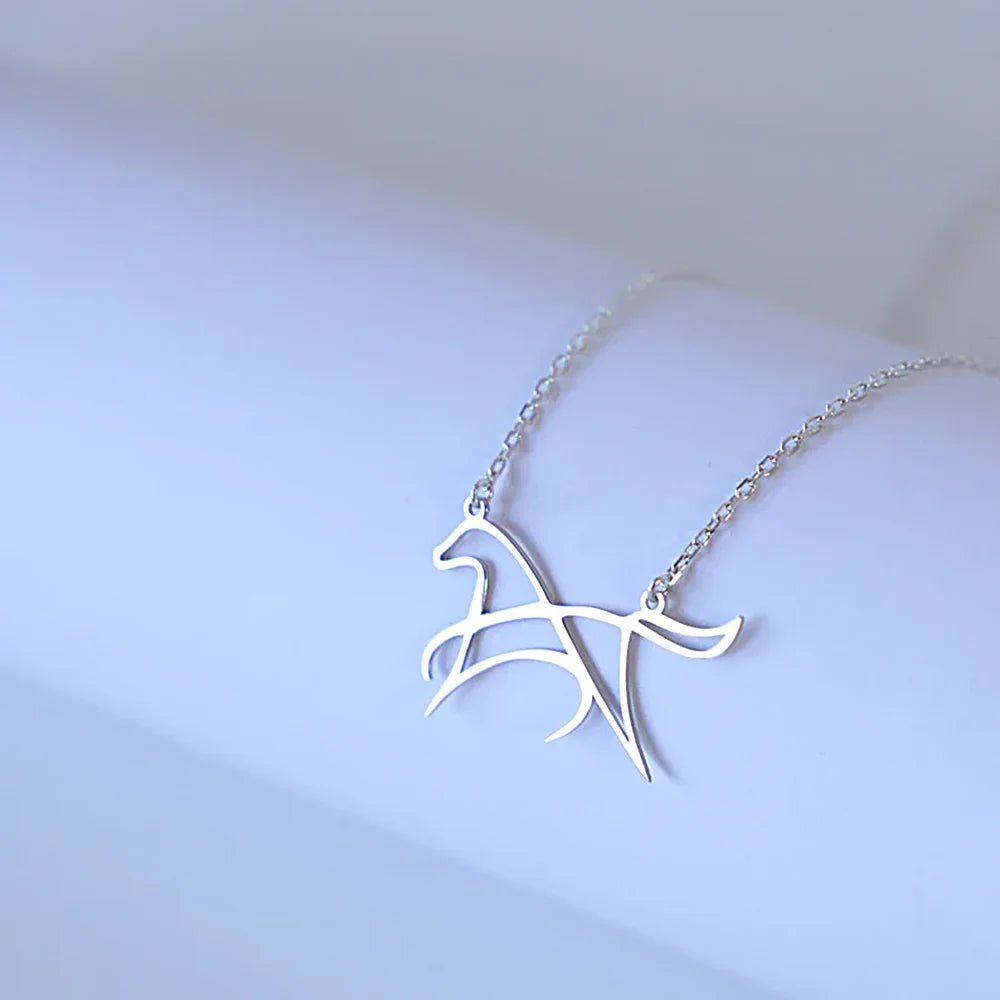 Simple And Elegant Horse Hollow  Stainless Steel Necklace