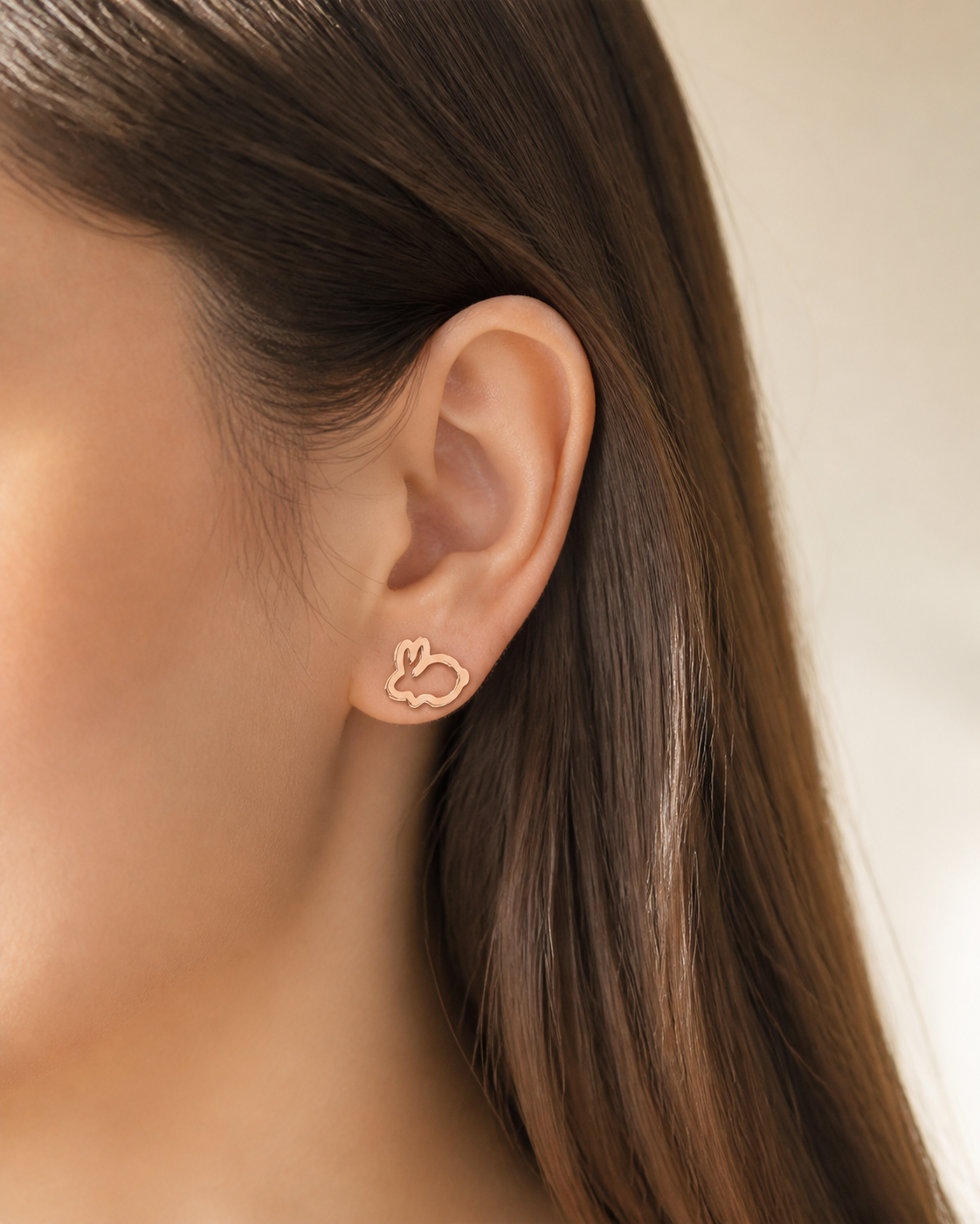 Minimalist Simple Stainless Steel Bunny Stud Earrings