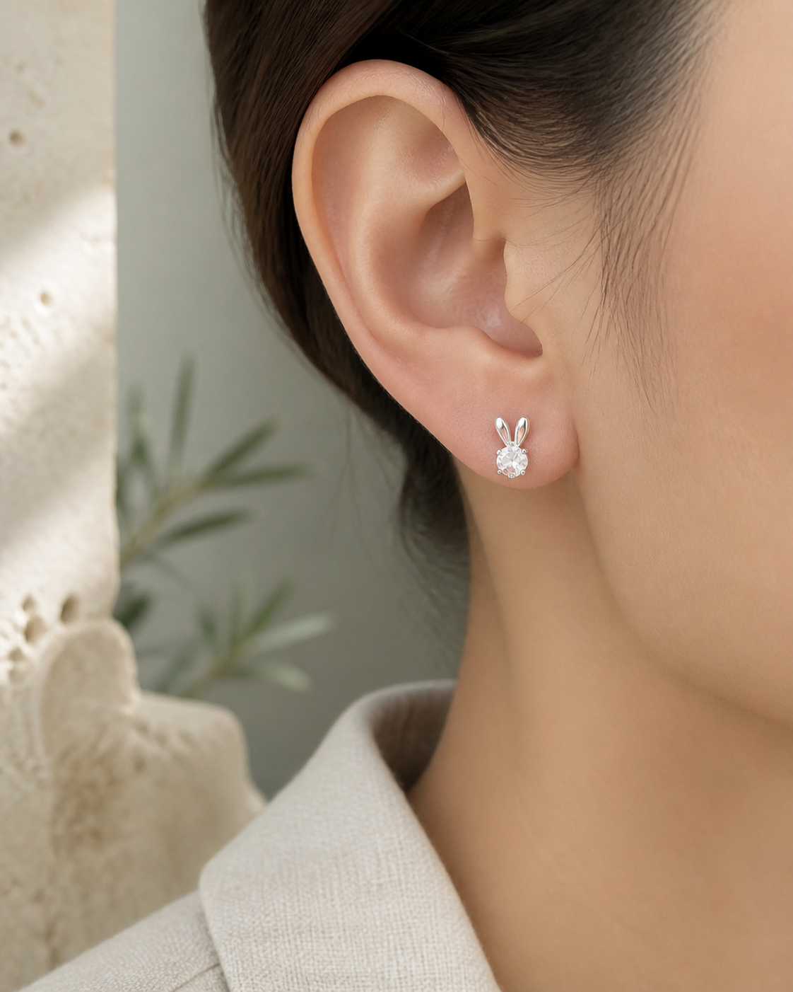 Adorable Pure S925 Silver Bunny Earrings