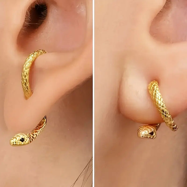 Vintage Punk Snake Shaped Stud Earrings