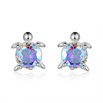 Luxurious Pure S925 Silver Turtle Crystal Earrings