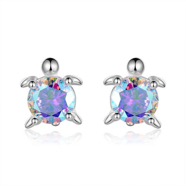Luxurious Pure S925 Silver Turtle Crystal Earrings