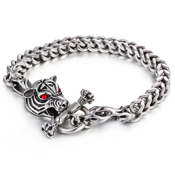 Exclusive Unique Red Eyes Tiger Head Bracelet