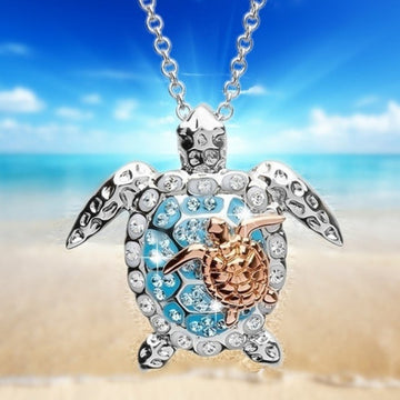 Luxurious Blue Zircon Turtle Necklaces