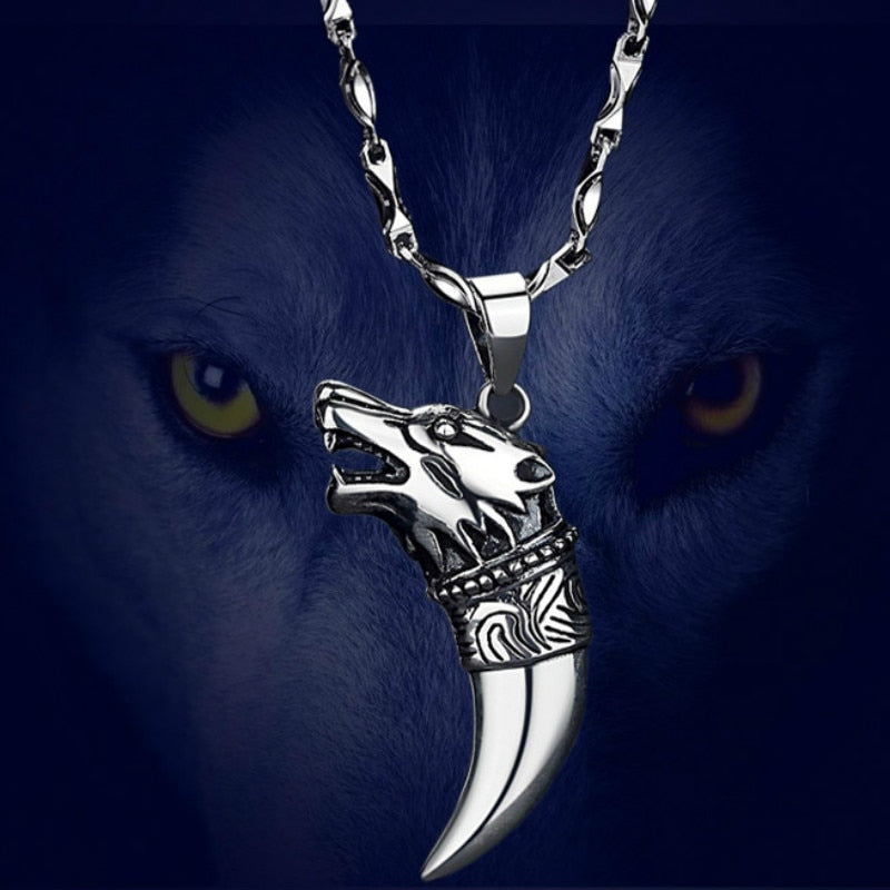Unique Wolf Head and Fang Necklace