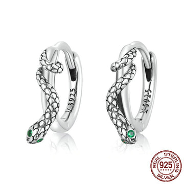 Amazing Pure S925 Silver Snake Earrings