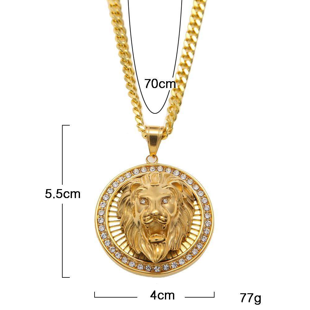 Gorgeous Gold Plated Lion Crystal Necklace - Animals Realm