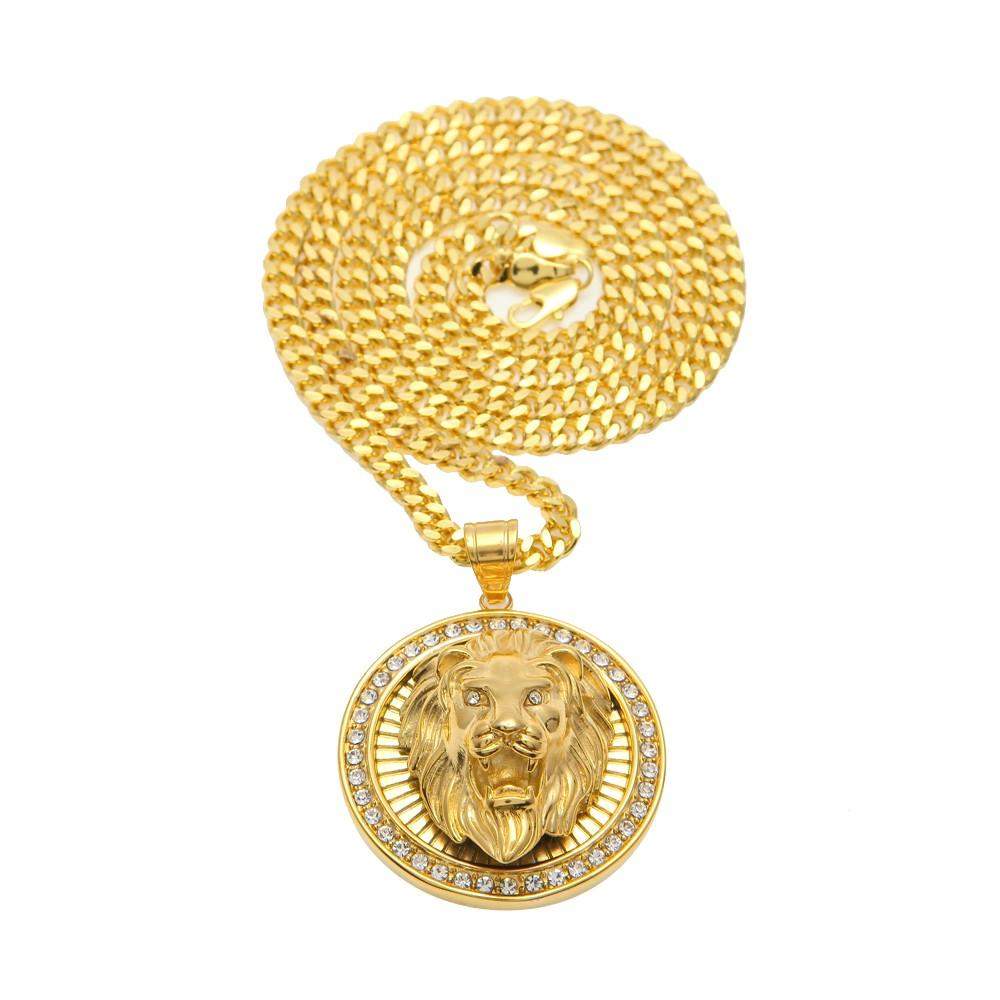 Gorgeous Gold Plated Lion Crystal Necklace - Animals Realm