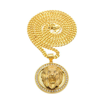 Gorgeous Gold Plated Lion Crystal Necklace - Animals Realm