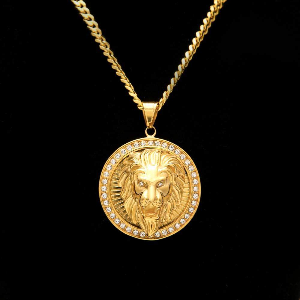 Gorgeous Gold Plated Lion Crystal Necklace - Animals Realm