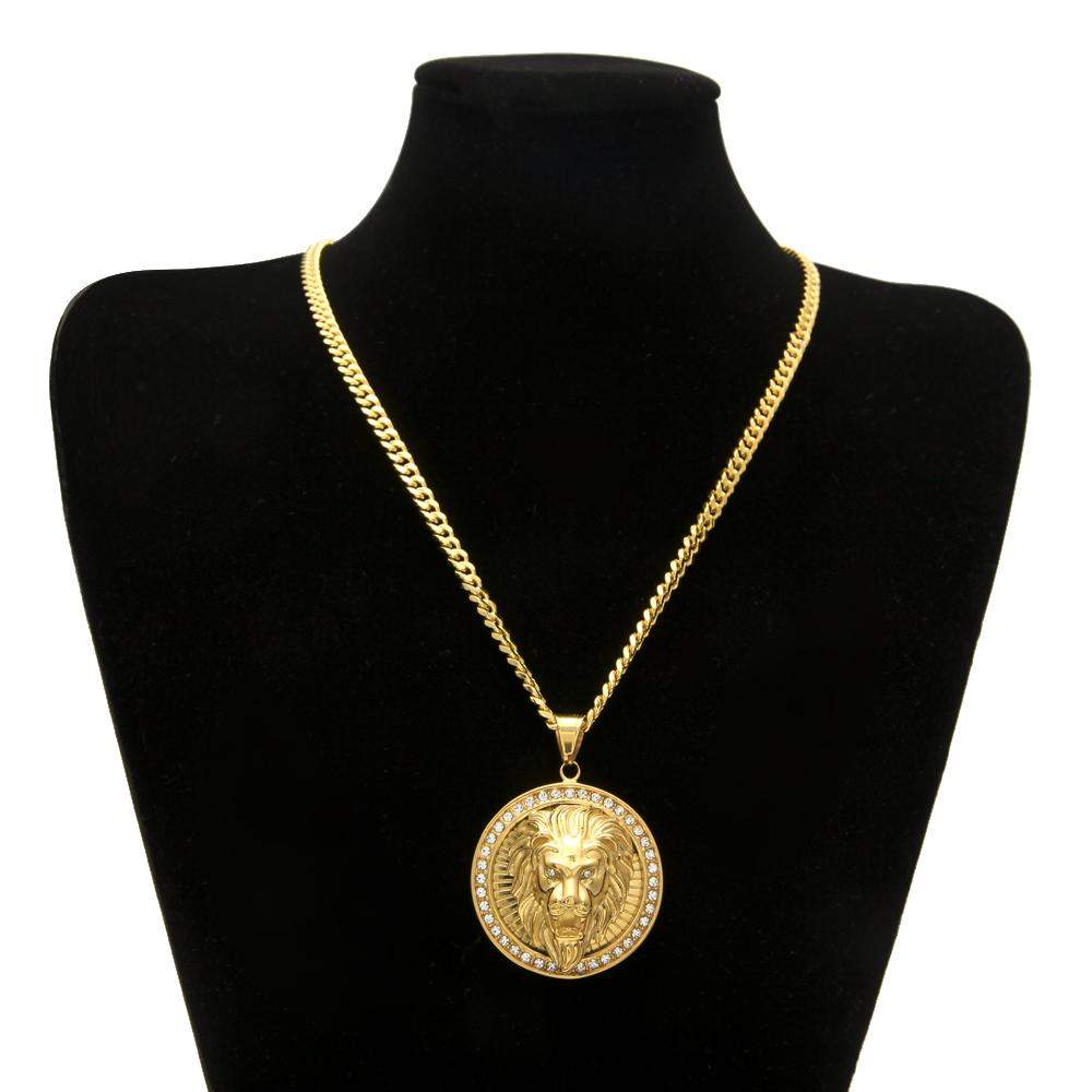 Gorgeous Gold Plated Lion Crystal Necklace - Animals Realm