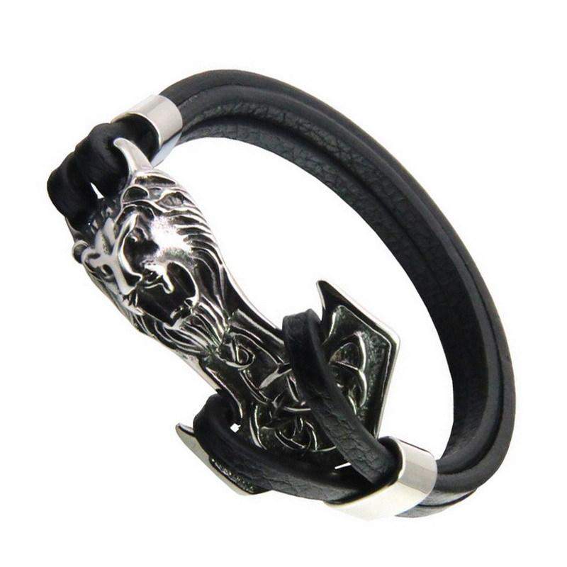 Silver Anchor Lion Bracelet - Animals Realm