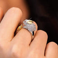 Unique Adjustable Silver Plated Bunny and Carrot Crystal Ring-Animals Realm