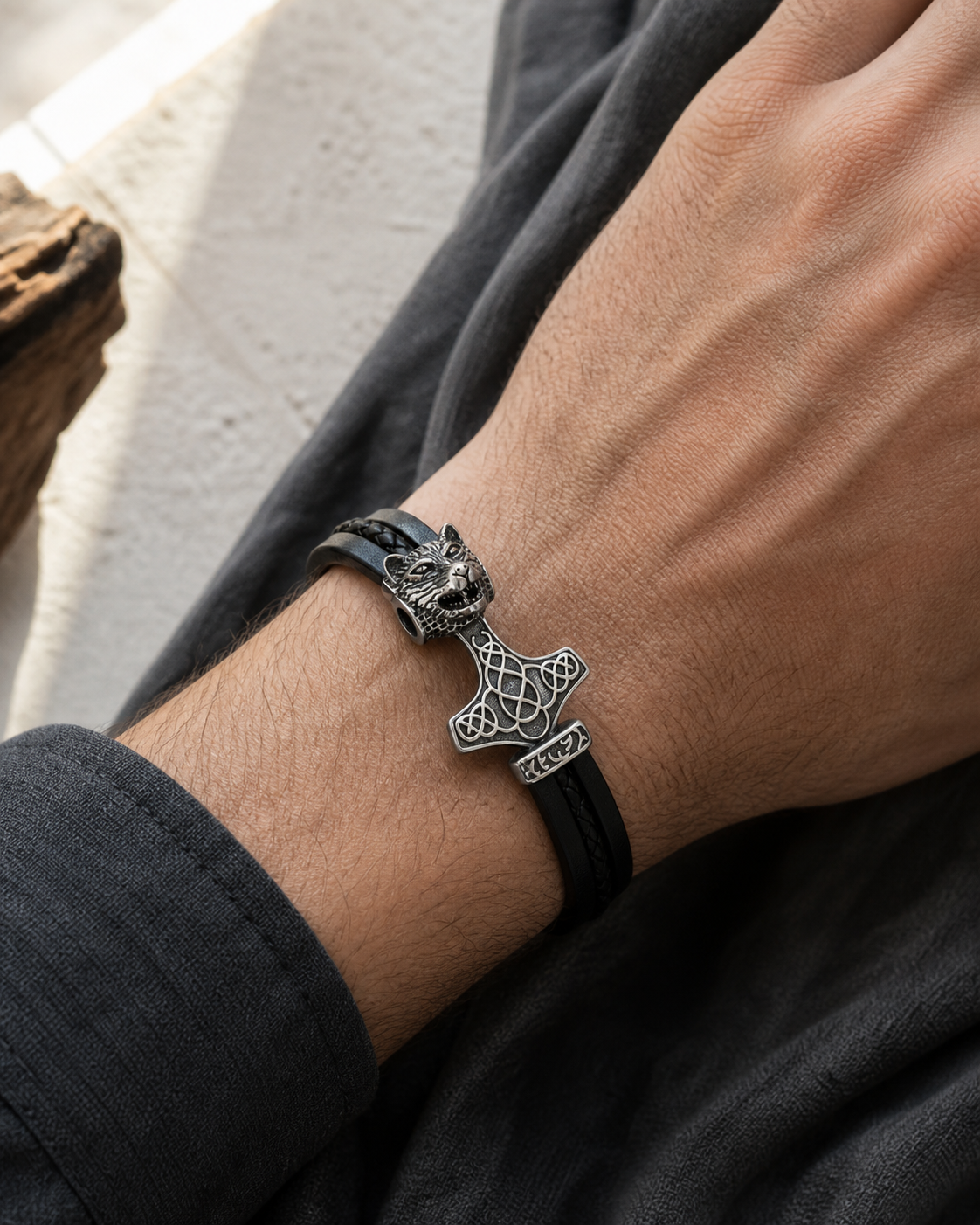 Wolf-inspired artisan bracelet